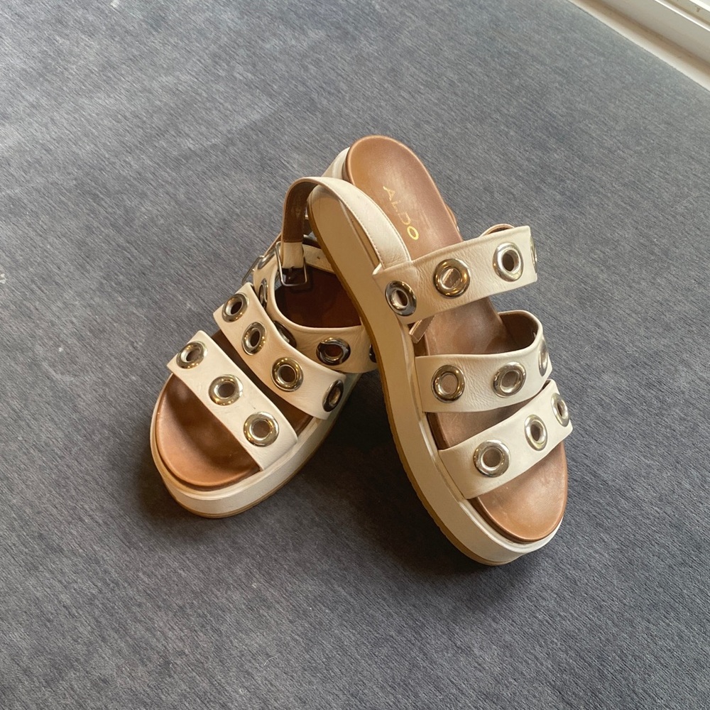 Aldo white Studded Platform Sandals